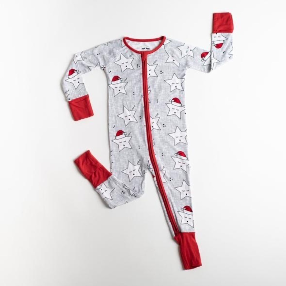 LITTLE SLEEPIES SLEEPY SANTA STARS BAMBOO ZIPPY SLEEPER SIZE 2T
